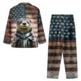 thumbnail image 4 of Kuiaobaty Knight Otter Grunge American Flag Pajamas Set for Women Long Sleeve Sleepwear Nightwear Pjs Sets Soft Lounge Set Button Up Tops and Bottoms with Pocket, 3XL, 4 of 7
