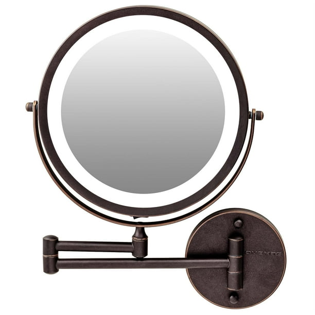 Espejo de maquillaje OVENTE, soporte de pared con 9 luces, aumento de 1X/7X