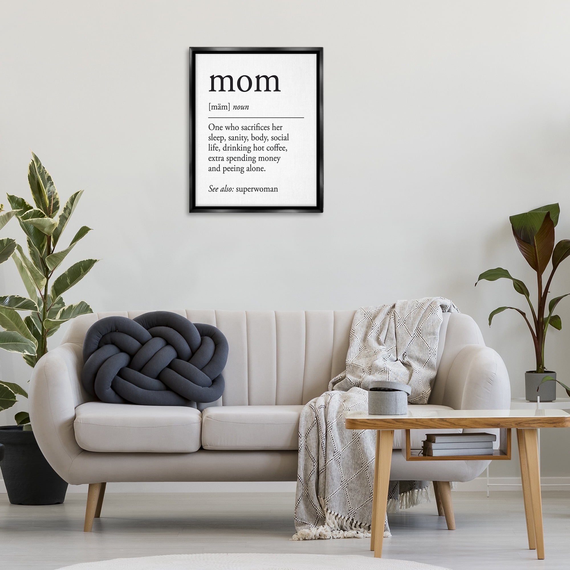 Stupell Industries Mom Definition Sentiment Typography Painting Black Floater Framed Art Print Wall Art, 25 x 31