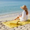 thumbnail image 2 of Cotton Beach Towels Set of 2, Oversized Terry Velour, Yellow, 2 of 6