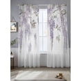 thumbnail image 5 of Sheer Curtains 96 Inches Long, Purple Spring Floral Light Filtering Window Curtains for Living Room, Summer Botanical Weeping Vintage Rod Pocket Voile Sheer Curtain Drapes, 52"W x 96"L, 2 Panels, 5 of 8