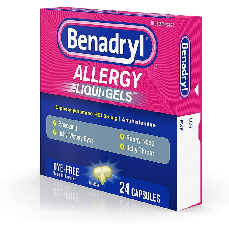 Benadryl Allergy Liqui Gels Dye Free 24 Liqui Gels Walmart