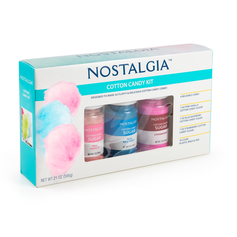 Nostalgia FSCC8 Cotton Candy Party Kit, 3 7oz Flossing Sugars