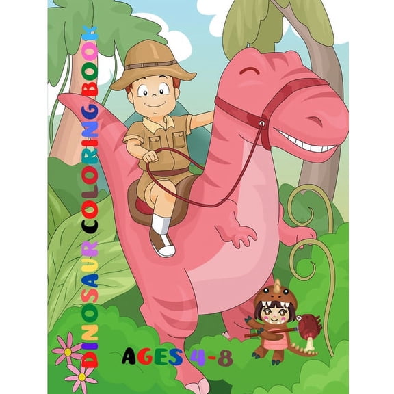 Dinosaur Coloring Book: DINOSAUR Easy mazes, Spot the differences and color & Connect the dots and color for kids (Paperback)