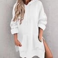 thumbnail image 2 of Plus Size Tunic Tops for Women Winter Fall Oversized Hooded Long-sleeved Blouson Drop Shoulder Side Split Solid Color Leisure Cotton Sweatshirts Hoodie(White,M), 2 of 4