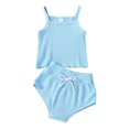 thumbnail image 1 of Newborn Baby Shorts Suit  Sling Plain Color Ribbed Camisole Tops+High Waist Triangle Short Pants, 1 of 10