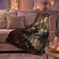 thumbnail image 6 of Moose by Moonlit Mountain Lake, Rustic Wilderness Style for Nature Lovers, Misty Forest Motif and Birthday Gift, Cozy Flannel Blanket for Cabin and Living Room, Home Decor, 6 of 9