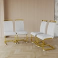 thumbnail image 3 of Miekor Modern Dining Chairs,PU Faux Leather High Back Upholstered Side Chair with C-shaped Tube. Plating Golden Metal Legs for Dining Room Kitchen Vanity Patio Club Guest Office Chair Set of 4 BS0384, 3 of 6