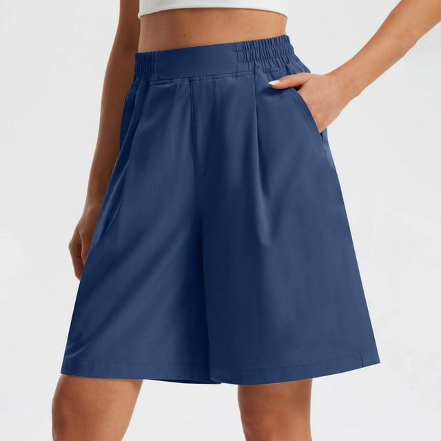 mfyjkho Pantalones Cortos De Entrenamiento Para Mujer, Pantalones Largos De Moda Para Mujer, De Color Liso, Con Bolsillos, Cintura Elástica, Botones Y Cremallera. Pantalones Cortos De Yoga Xl
