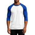 thumbnail image 2 of Fabrcox 3/4 Sleeve Shirt Men Crew Neck Raglan Mens Baseball Shirt Color Block Breathable Outdoor Athletic Workout T Shirts for Men Blue S, 2 of 5