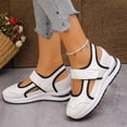 thumbnail image 3 of Rokment Womens Orthopedic Platform Wedge Walking Sandals Spring Summer Fall Comfortable Casual Leather Color Block Closed Toe Running Fashion Sneakers Beach Mary Jane Dress Shoes Beige Size 5.5, 3 of 6