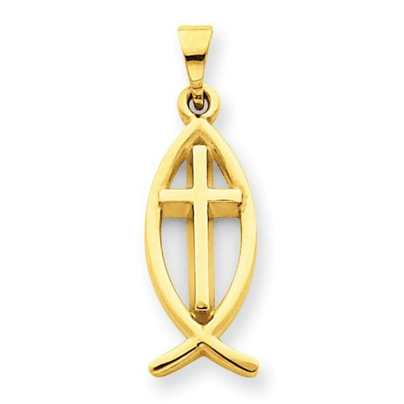 Finest Gold 14K Yellow Gold Ichthus Fish Pendant