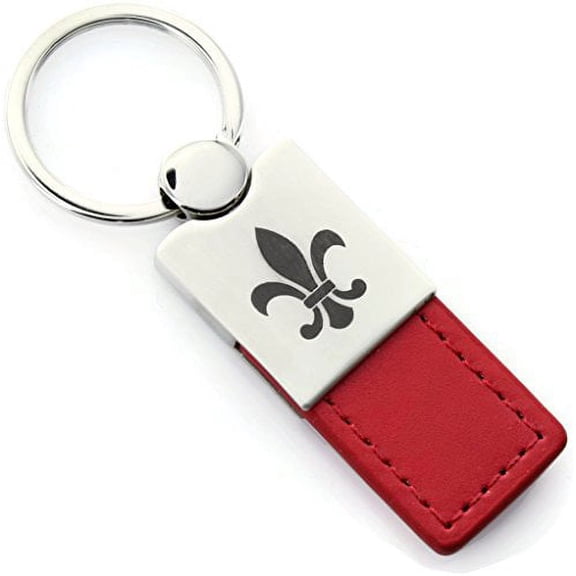 Fleur-De-Lis Keychain & Keyring - Duo Premium Red Leather