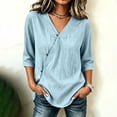 thumbnail image 1 of Neewe Women's Fashion 3/4 Sleeve Shirts, Plain V Neck Casual Pullover Tops Blouses with Spring Fall, 1 of 5