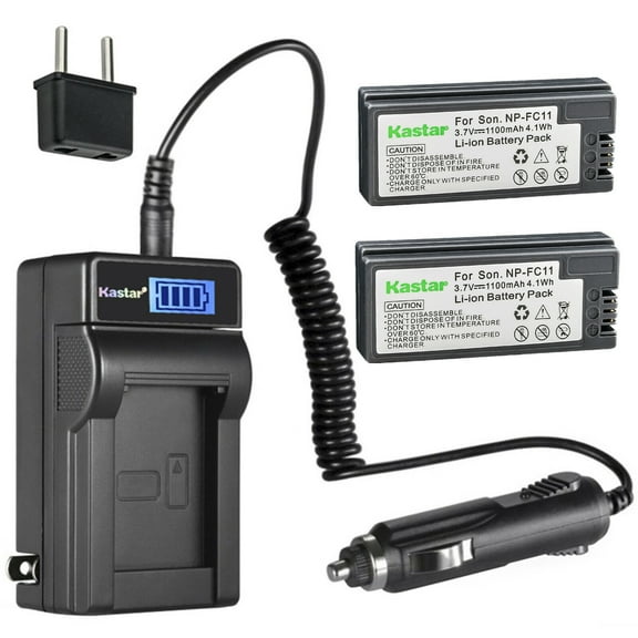 Kastar 2-Pack NP-FC11 Battery and LCD AC Charger Compatible with Sony Cyber-shot DSC-P7, Cyber-shot DSC-P8, Cyber-shot DSC-P8E, Cyber-shot DSC-P8S, Cyber-shot DSC-P8R, Cyber-shot DSC-P8L Cameras