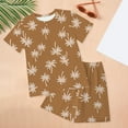 thumbnail image 2 of Caqnni Toddler Baby Boy Girls Summer Outfit Short Sleeve T Shirt Elastic Shorts Outfits Beach Casual 2Pcs Pajamas & Dailywear Set 2-3 Years,Coffee, 2 of 4