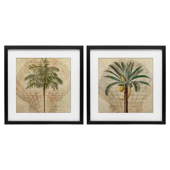 Stupell Industries Subdued Tropical Palms 2 Piece Black Framed Print Under Glass Set, design by Steve Hunziker