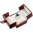 thumbnail image 2 of 14K Yellow Gold Diamond Natural Blue Sapphire Ring 3-Stone Oval 8x6mm with Turquoise, size 8, 2 of 4