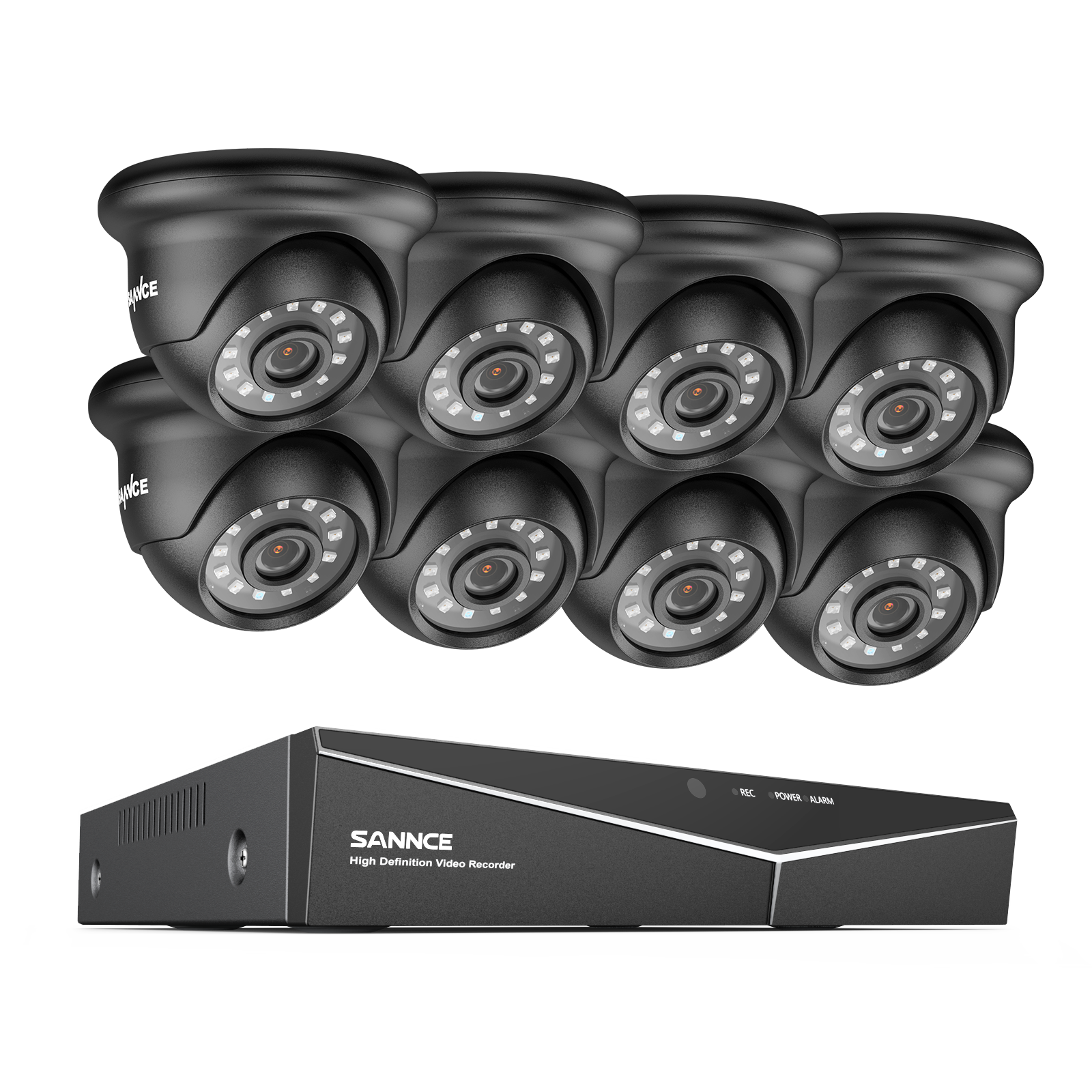 SANNCE Channel 1080N HD Outdoor CCTV Home Security Camera System with  8pcs 1080P Night Vision IR Security Camera Video Surveillance DVR Kits With  NO Hard Drive Disk