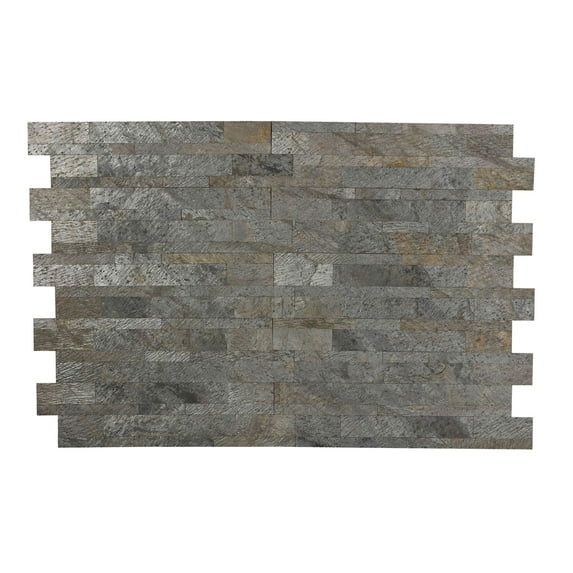 Bare Decor FlexRock Emerald Pearl Grey Peel and Stick Tile in Real Quartzite Stone, 9 Sq Ft