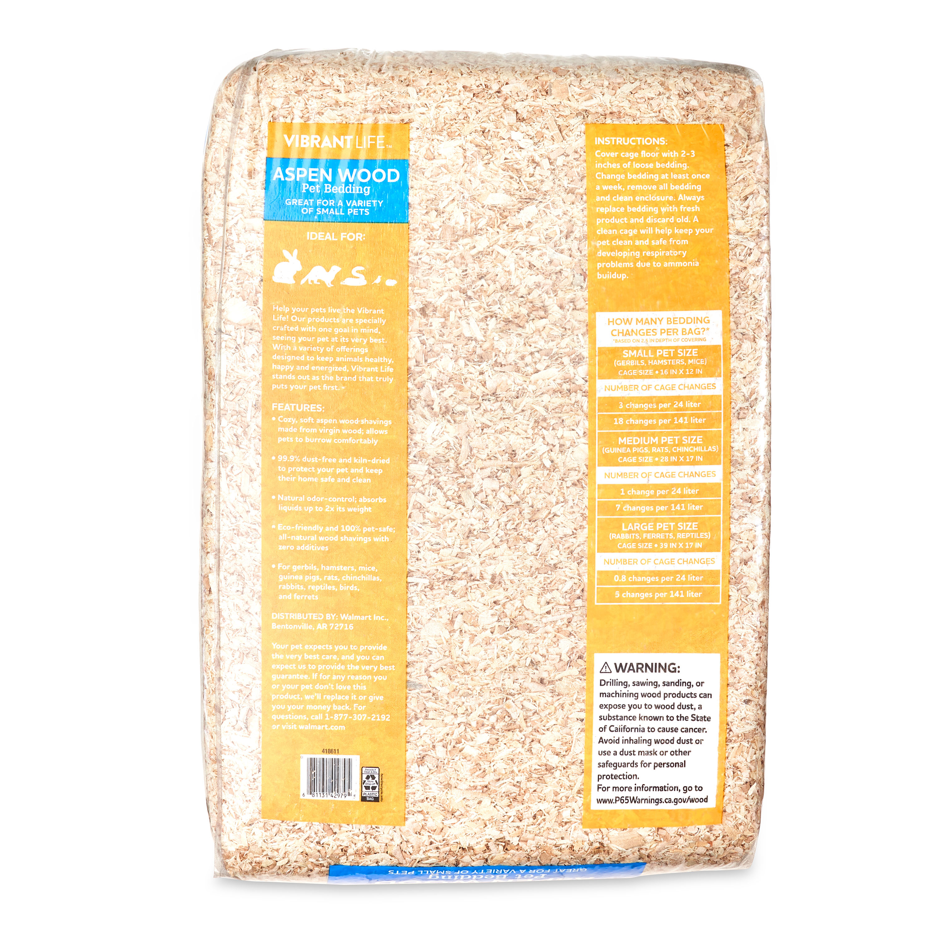Vibrant Life Aspen Wood Pet Bedding, 141L Bag (3-Pack) photo 5