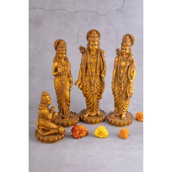 Ram Darbar Set of 4 Idols with an Antique Finish - 12 Inches