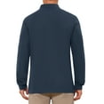 thumbnail image 3 of INSPIRE CHIC Men's Classic Solid Color Long Sleeves Basic Golf Polo T-Shirts L Dark Blue, 3 of 6