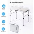 thumbnail image 4 of Mesa de campamento plegable pequeña, 24 pulgadas de largo x 16 pulgadas de ancho con patas de altura ajustable, mesa de comedor de aluminio portátil liviana para interiores y exteriores para picnic, c, 4 of 5