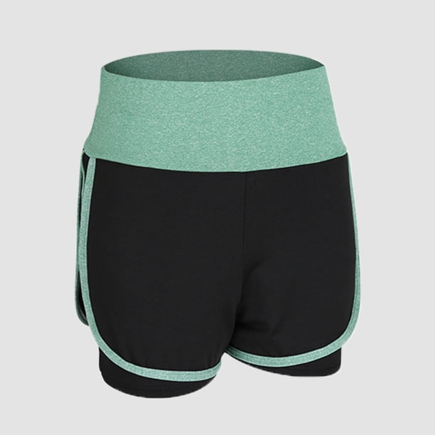 Pantalones cortos para correr para mujer 2 en 1 Cintura ancha Capa de cobertura Forro de compresión Abanopi Pantalones cortos de mujer