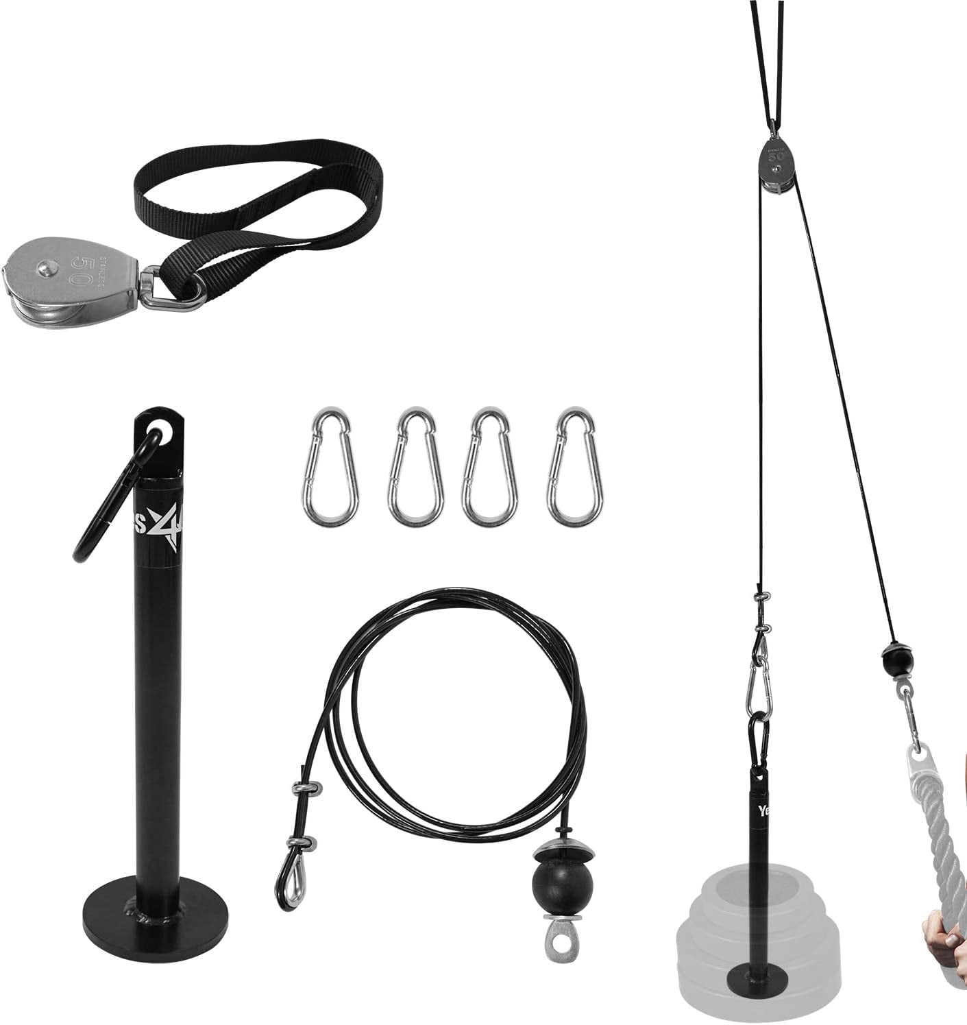 Yes4All Pulley System With Loading Pin & Olympic Weight Plates