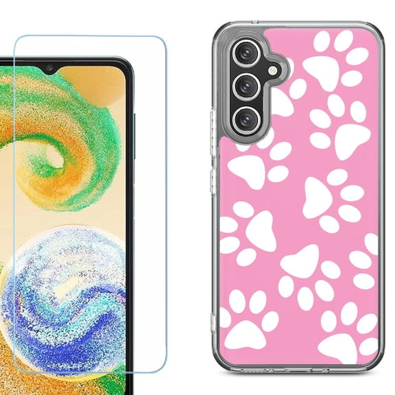 Phone Case for Samsung Galaxy A17 5G, with Screen Protector, by OneToughShield - Pet Paw/ Pink