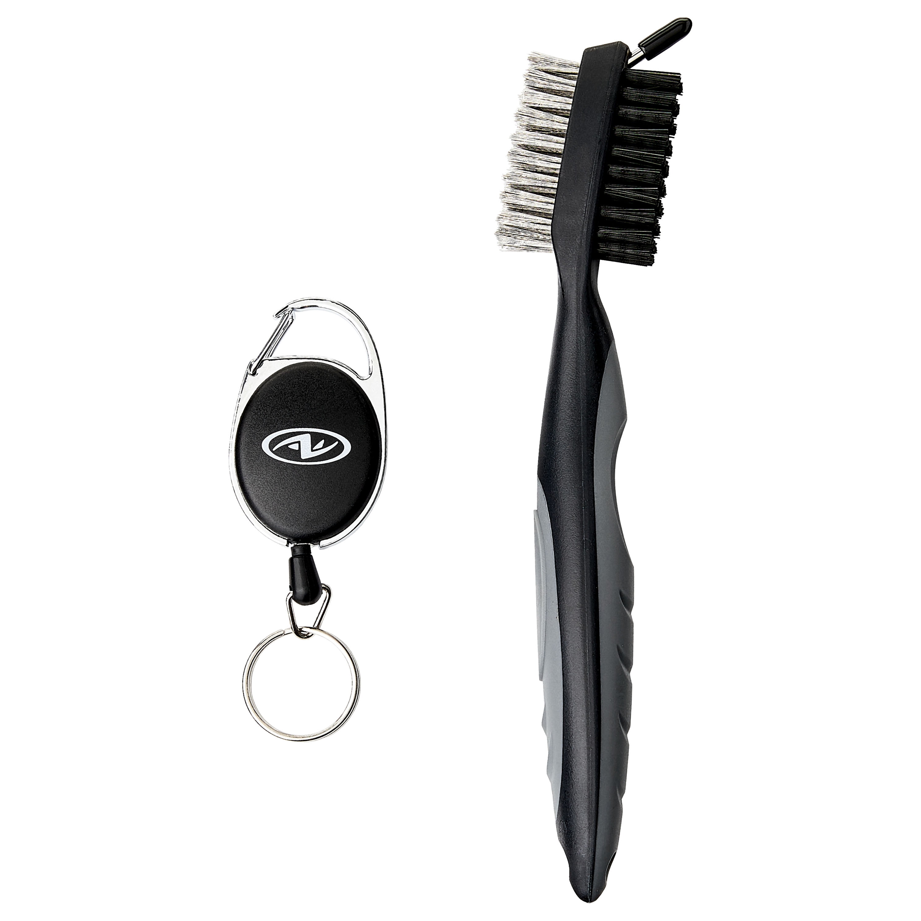 (2 pack) Athletic Works Dual Bristle Golf Club Brush with Retractable Clip – Wire & Nylon Bristles for Golf Club & Groove Cleaning