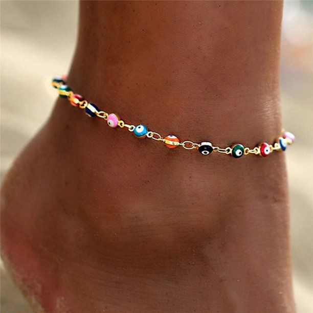 Cadena para el pie con forma de ojo de diablo de estilo europeo y americano, cadena para la pierna navideña de alta gama, sencilla y moderna para niñas creativas