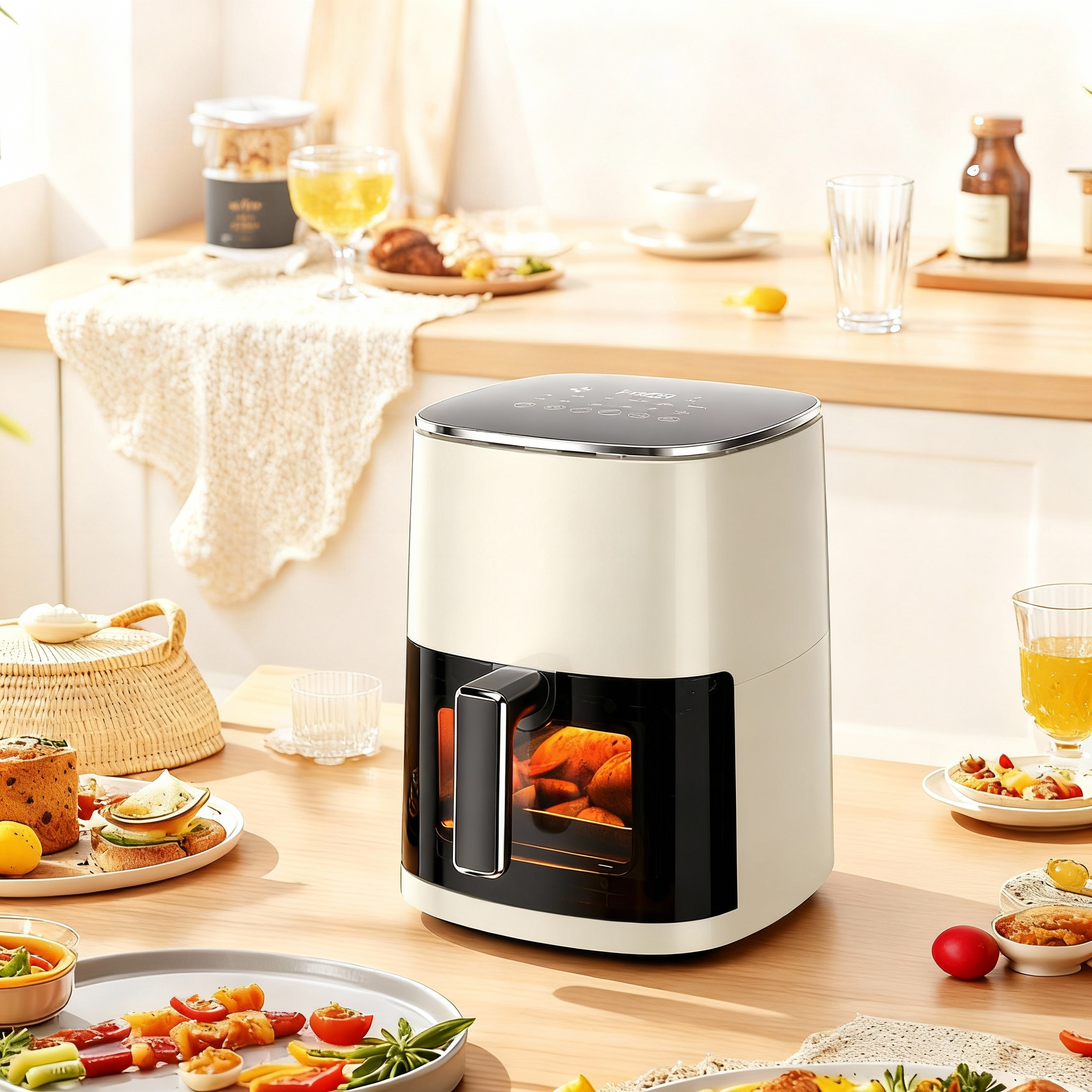 Blazezo 6QT Large Air Fryer with Clear Window, 12-in-1 Digital Air Fryer Oven for Roasting, Baking, Dehydrating, 400F, Dishwasher Safe, Nonstick, Family Size for 2-5