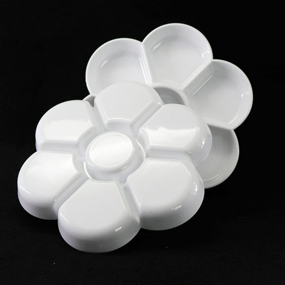LEORX 2Pcs Plum Blossom Shaped Watercolor Color Dish Palette White Plastic for Art Enthusiasts