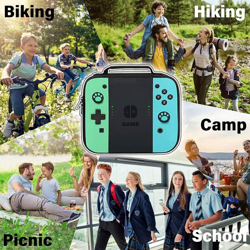 Game Lunch Bag for Gamer, Insulated Video Game Lunch Box for Work Office Travel Picnic Hiking Beach, Waterproof Leakproof Portable Fits Most Bento Boxes