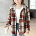 thumbnail image 2 of TSHXS Girls Flannel Shirt Plaid Shirts For Girls Girls Cute Flannel Plaid Button Down Top With Pockets Long Sleeve Hooded Jacket 12-13 Years, 2 of 5