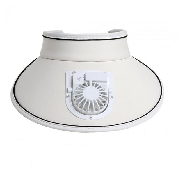 Sombrero de visera con ventilador Sombrero de ventilador de refrigeración Sombrero de protección solar Recargable Sombrero de ventilador de visera Blanco