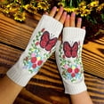 thumbnail image 4 of Women's Gloves Mittens Women'S Winter Hand Embroidered Gloves Winter Butterfly Flower Long Warm Hand Knitted Gloves, Women's Accessories Gloves Mittens, 4 of 5