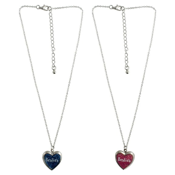 Wonder Nation Girl's 2 Piece "Besties" Heart Pendant Necklace Set