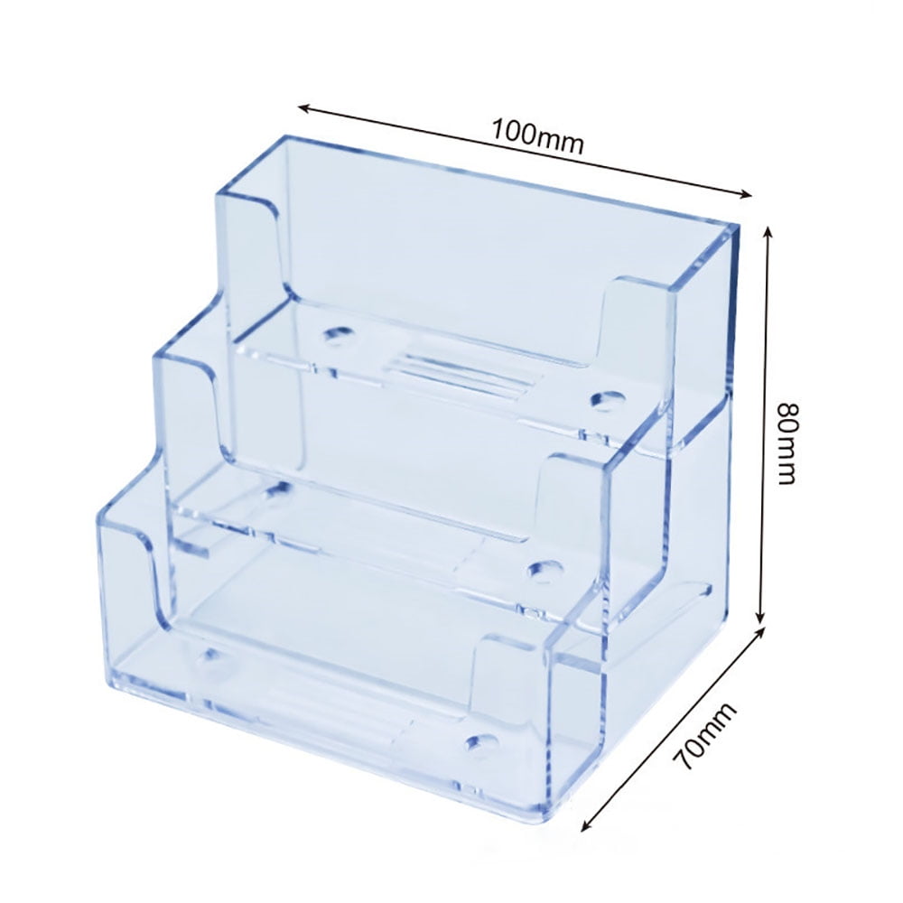 Business Card Holder 3 Tiers Plastic Card Stand Organizer Clear Card