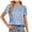 Blue, variant on RYRJJ Womens Satin Dressy Casual Blouses Ruffle Sleeve Crewneck Textured Tops Shirred Summer Business Work Shirt(Beige,L)