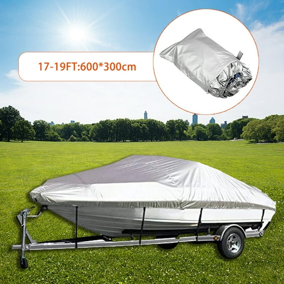 Cover,300d Ox Fabric Heavy Duty Silver Waterproof Heavy Duty Proof And 17-19ft Cover Waterproof Durable And Tear Boat Cover Duty Silver 300d And Tear Proof Ajcoflt Qudai