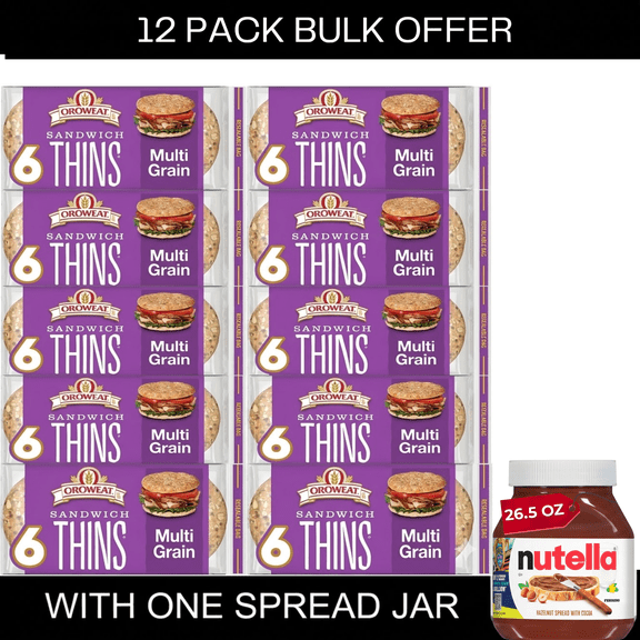 Oroweat Multigrain Sandwich Thins, 6 count, Pre-sliced Sandwich Thins, 12 oz Tray