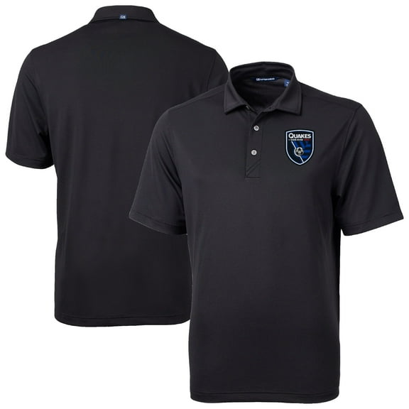 Men's-Cutter & Buck  Black San Jose Earthquakes Big & Tall Virtue Eco Pique Recycled Polo
