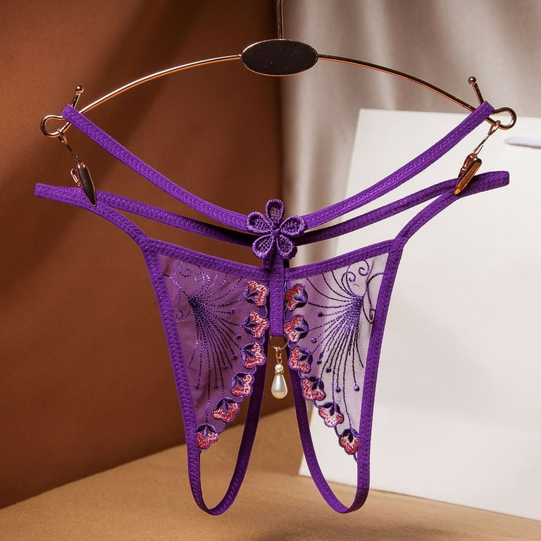 wendunide underwear women Women Thong y Panties Thong Lace Pants Ladies  Briefs Underwear Purple One Size