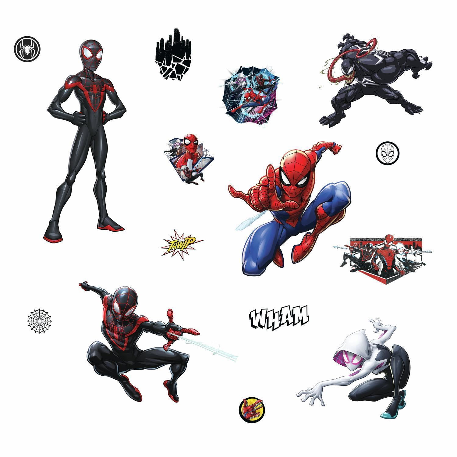 3D Cartoon Spiderman Wall Stickers For Kids Room Decoration Hole Window Adhesive 