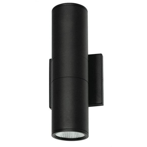 MW Lighting 12" Up-Down LED Cylinder Light Fixture, Aluminum Black Finish Outdoor Waterproof Lamp