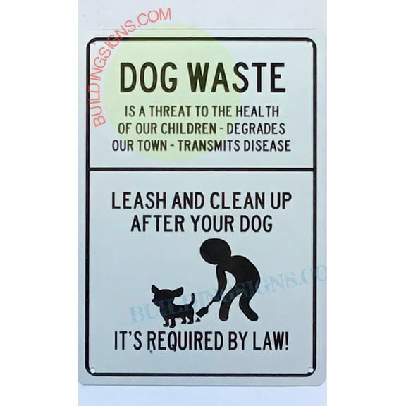 DOG WASTE SIGN((7x10,WHITE,ALUMINUM)-ref19722