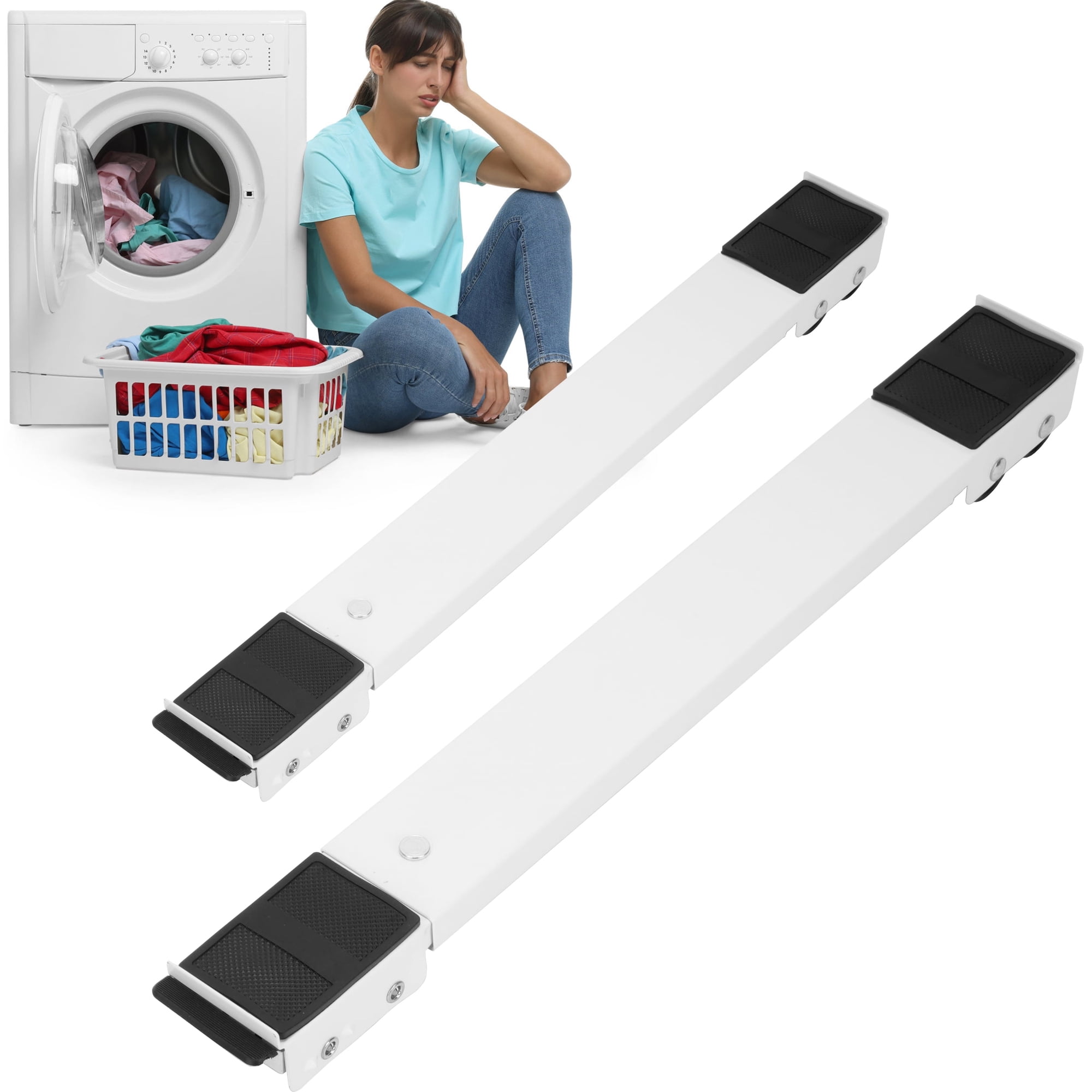 Ymokee Extendable Appliance Rollers, Mobile Washing Machine Base, Furniture Dolly with Wheels for Home, White